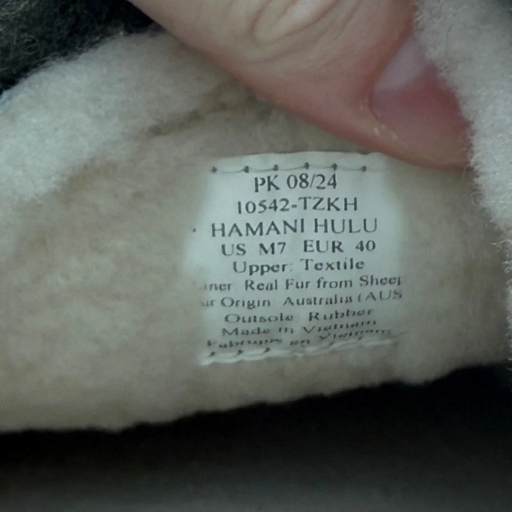 OluKai‎ Hamani Hulu Wool Mule Slipper Olive Green Men 7 Sheepskin Shearling New